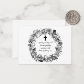 リースの葬儀後の花枠サンキューカード ノートカード (正面/裏面インサイチュ)