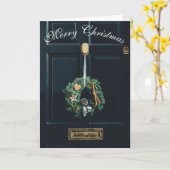 リースの飾られたクリスマスのドア カード (黄色い花)