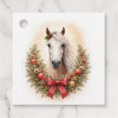 リースの馬 かわいいクリスマスギフトタグ フェイバータグ (正面)