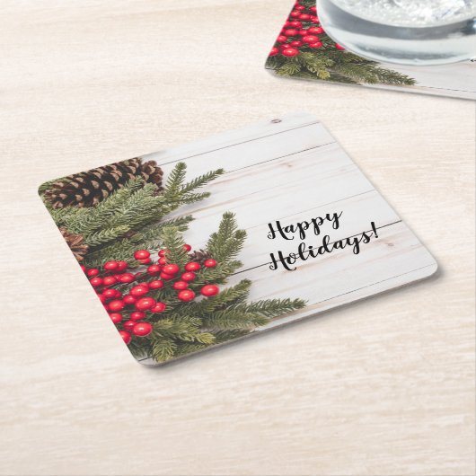 リースアンドホリーホリデーコレクション スクエアペーパーコースター (アングル)