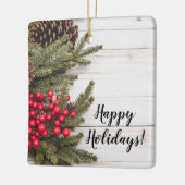 リースアンドホリーホリデーコレクション セラミックオーナメント (左)