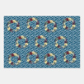 リースウィンターホリデーフローラフラワー ラッピングペーパーシート (正面)