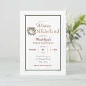 リースウィンターワンダーランドキッズファースト誕生日 招待状 (スタンド正面)