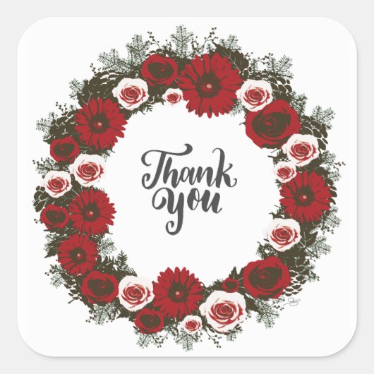 リースウエディングフラワーフローラの手配 スクエアシール (正面)