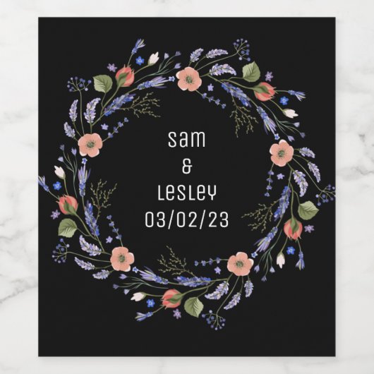 リースウエディングフラワーフローラアレンジメントシール ワインラベル (シングルラベル)