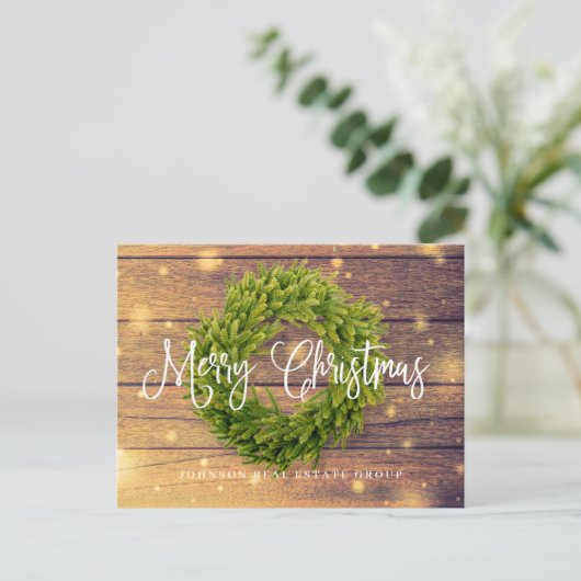 リースウッド妖精ライトメリークリスマスグリーティング シーズンポストカード (スタンド正面)
