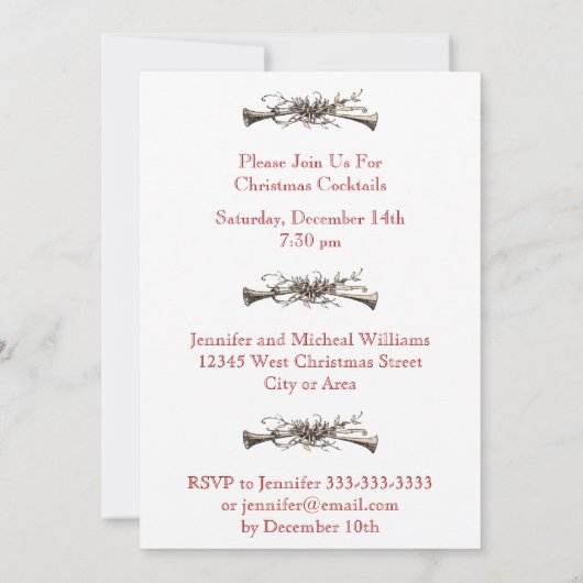 リースエレガントとホーンのクフォーマルリスマスパーティー 招待状 (裏面)