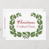 リースエレガントとホーンのクフォーマルリスマスパーティー 招待状 (正面/裏面)