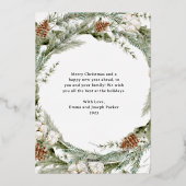 リースエレガントと緑 | Merry Christmas金ゴールド 箔シーズンカード (裏面)