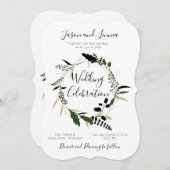 リースエレガントグリーンリーミニマリズム招待状 招待状 (正面/裏面)