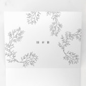 リースエレガントタイポグラフィモノグラム結婚フローラ 三つ折り招待状 (内部最初)