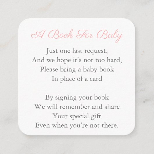 リースエレガントピンクボウ赤ちゃんシャワーベビー エンクロージャーカード (裏面)