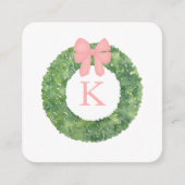 リースエレガントピンクボウ赤ちゃんシャワーベビー エンクロージャーカード (正面)