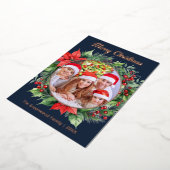 リースエレガントファミリー写真メリークリスマスメリークリスマス 箔シーズンカード (回転した状態)