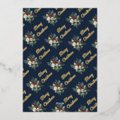 リースエレガントファミリー写真メリークリスマスメリークリスマス 箔シーズンカード (裏面)