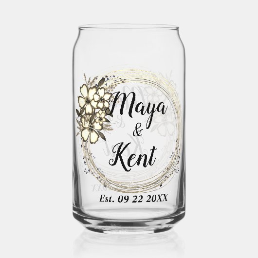 リースエレガントフローラグリッターウェディングパーティーの好意 ガラス缶 (正面)