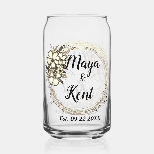 リースエレガントフローラグリッターウェディングパーティーの好意 ガラス缶 (裏面)