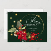 リースエレガントポインセチア・ミスタルトークリスマス ポストカード (正面/裏面)