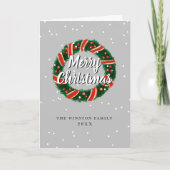 リースエレガントメリークリスマスと新年おめでとう シーズンカード (正面)