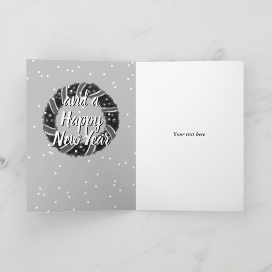 リースエレガントメリークリスマスと新年おめでとう シーズンカード (内部)