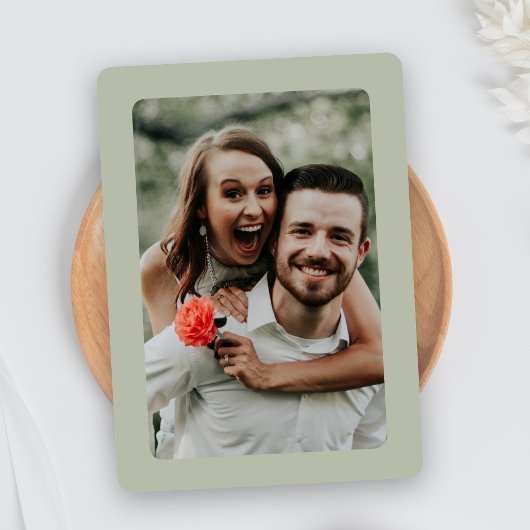 リースエレガントモノグラムセージ結婚グリーン 招待状