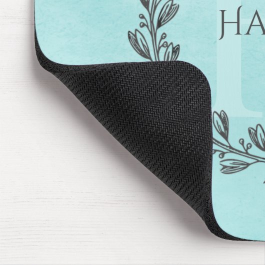 リースエレガントモノグラム |ティール(緑がかった色)パッド マウスパッド (コーナー)