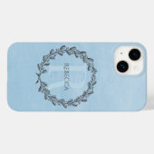 リースエレガントモノグラム |青 Case-Mate iPhoneケース (裏面 (横))