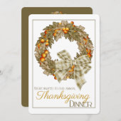 リースエレガント感謝祭ディナーパーティー招待状12 招待状 (正面/裏面)
