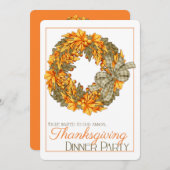 リースエレガント感謝祭ディナーパーティー招待状15 招待状 (正面/裏面)