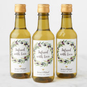 リースオリーブ油結婚式の引き出物が恋に満ちた ワインラベル (ボトル)