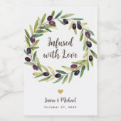 リースオリーブ油結婚式の引き出物が恋に満ちた ワインラベル (シングルラベル)