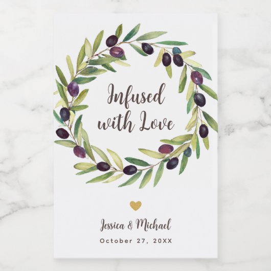 リースオリーブ油結婚式の引き出物が恋に満ちた ワインラベル (シングルラベル)