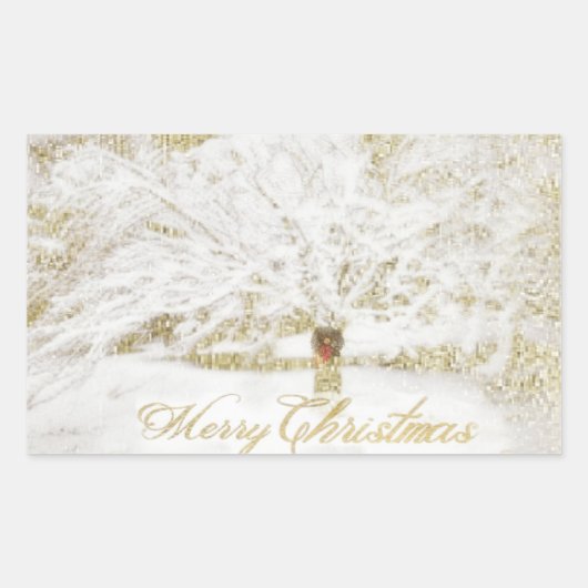リースオンスノーツリー 長方形シール (正面)