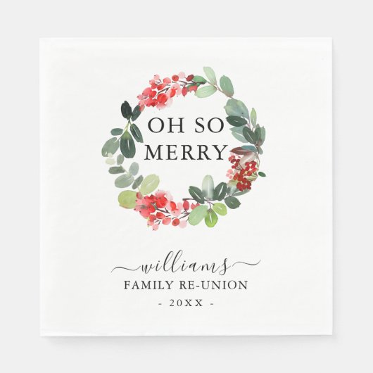 リースオーソファミリークメリーリスマス懇親会カスタム スタンダードランチョンナプキン (正面)