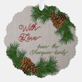 リースカスタムピネコーンパイン針枝 オーナメントカード (裏面)