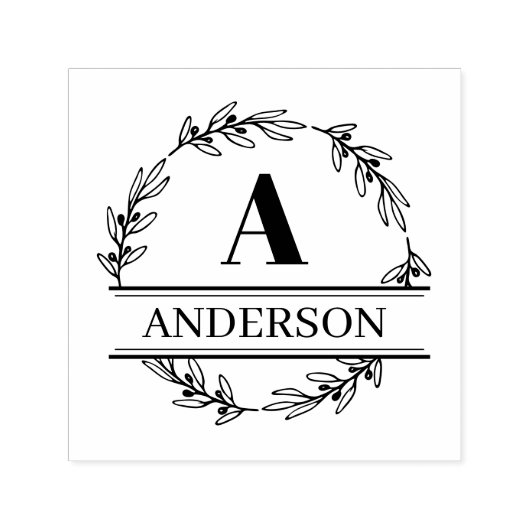 リースカスタムファミリー名イニシャルモノグラム セルフインキングスタンプ (デザイン)