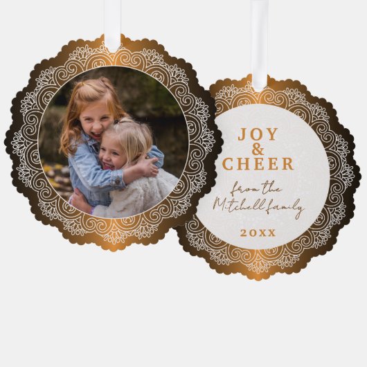 リースカスタムホワイトマンダラフェイクオンレッドカッパー オーナメントカード (正面/裏面)