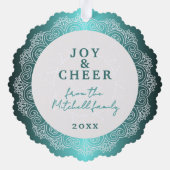 リースカスタムホワイトマンダラ海ブルー オーナメントカード (裏面)