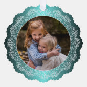 リースカスタムホワイトマンダラ海ブルー オーナメントカード (正面)