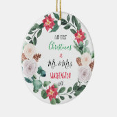 リースカスタム初めてのクリスマス写真ギフト セラミックオーナメント (右)