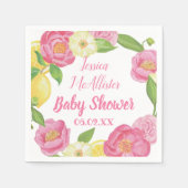 リースガールピンクローゼイエローレモンベビーシャワー スタンダードカクテルナプキン (正面)