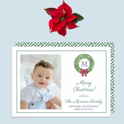 リースクラシックボクウッド赤い緑メリークリスマス シーズンカード