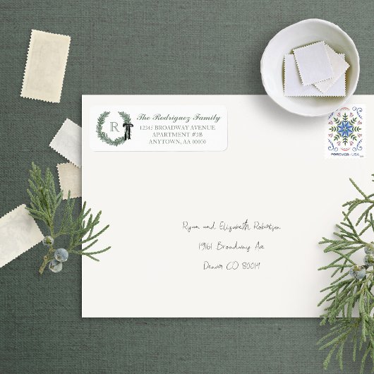 リースクラシックモノグラムと弓差出人住所 ラベル