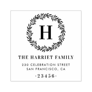 リースクラシックモノグラムファミリー名差出人住所 ラバースタンプ