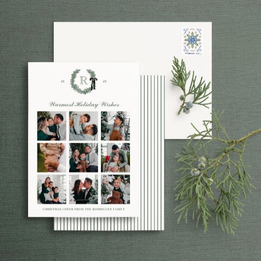 リースクラシックモノグラム数々の – フォトホリデーカード 招待状