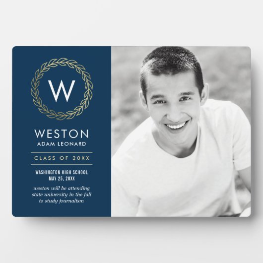 リースクラシック編集可能カラー卒業プラーク フォトプラーク (正面)