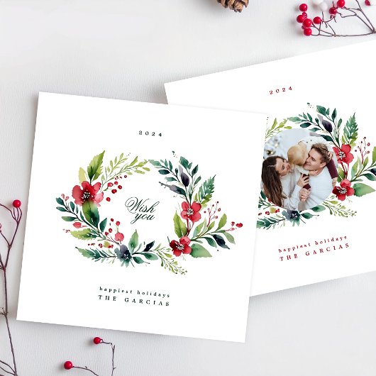 リースクリスマスウィンターフォト シーズンカード