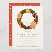 リースクリスマスクッキー交換パーティの招待状 シーズンカード (正面/裏面)