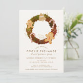 リースクリスマスクッキー交換パーティの招待状 シーズンカード (スタンド正面)