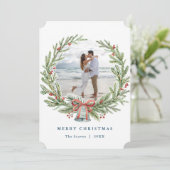 リースクリスマスフォトカード 招待状 (スタンド正面)
